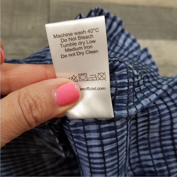 Belize Anthropologie Crop Top UK 16 US 12 Blue Gingham Checked Smocking BNWT - Picture 12 of 13